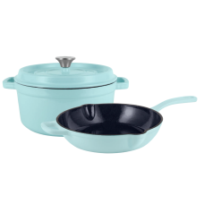 Ретро набір Vintage Cuisine з чавунної каструлі 4.3 л та сковорідкою М'ятний