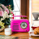 Кухонне радіо Vintage Cuisine у ретро стилі з металевою ручкою з Bluetooth та акумулятором Фуксія (глянець)