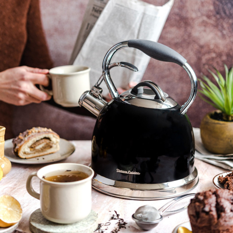 Ретро чайник Vintage Cuisine зі свистком Чорний