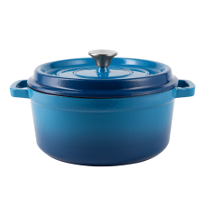 Ретро каструля Vintage Cuisine Чавунна з кришкою 2.2 л Синя