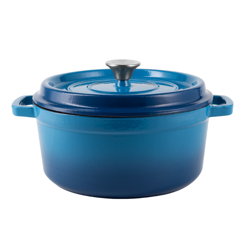 Ретро каструля Vintage Cuisine Чавунна з кришкою 2.2 л Синя