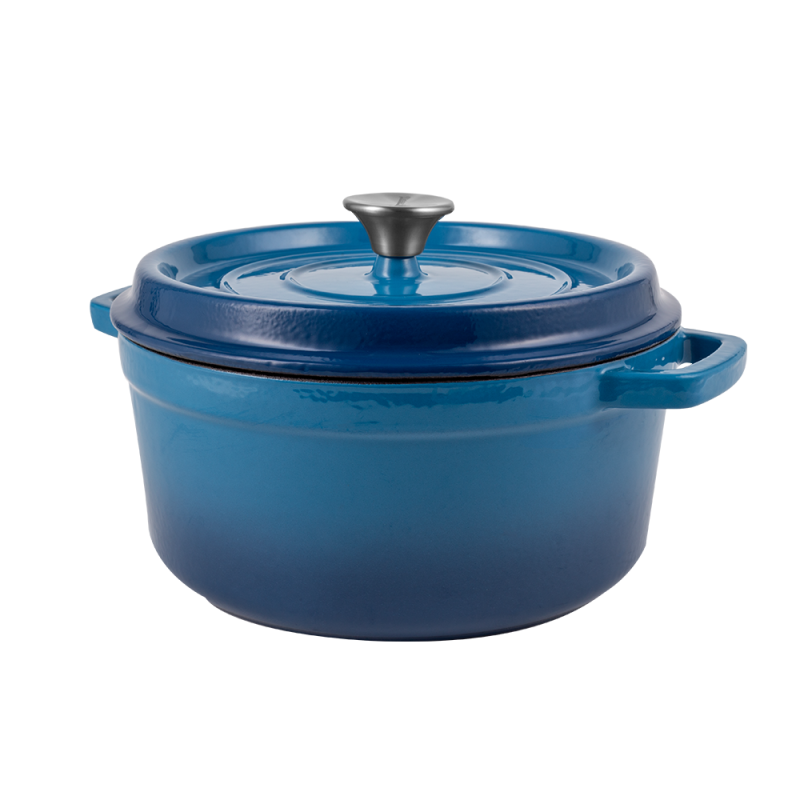 Ретро каструля Vintage Cuisine Чавунна з кришкою 2.2 л Синя
