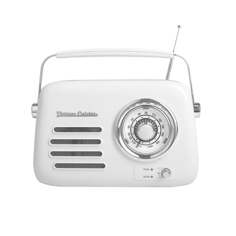 Кухонне радіо Vintage Cuisine ретро з Bluetooth та акумулятором Біле