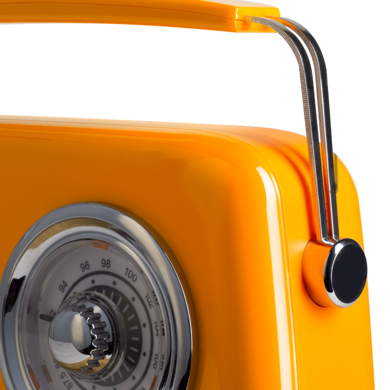 Кухонне радіо Vintage Cuisine у ретро стилі з металевою ручкою з Bluetooth та акумулятором Помаранчеве (глянець)
