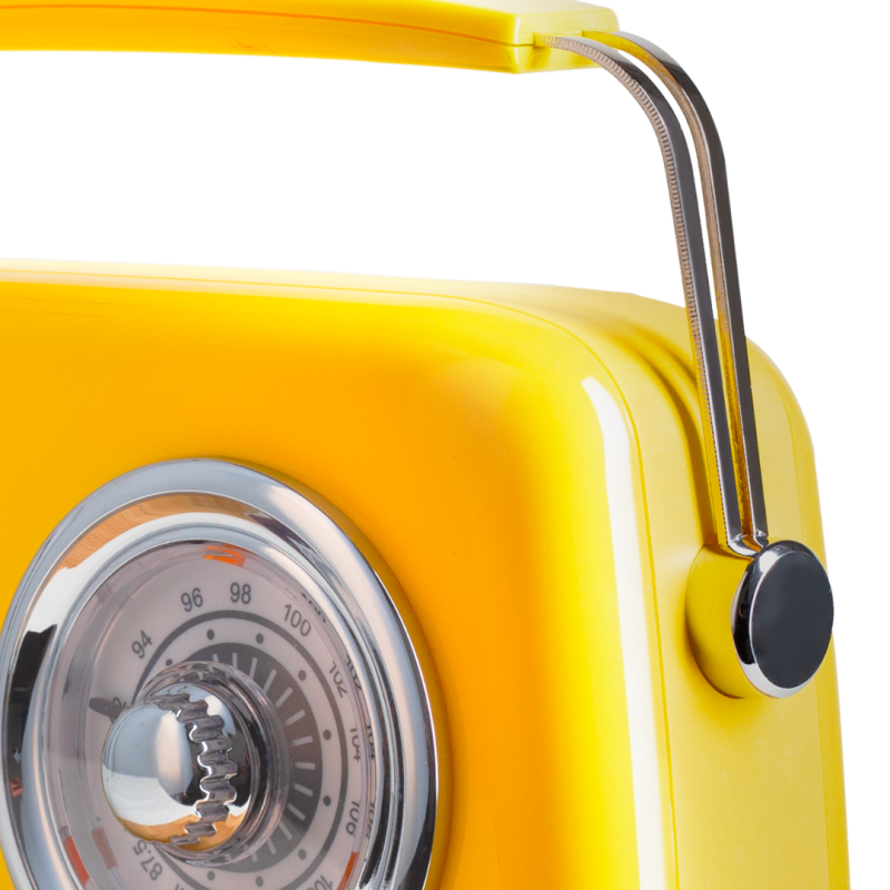 Кухонне радіо Vintage Cuisine у ретро стилі з металевою ручкою з Bluetooth та акумулятором Жовте (глянець)