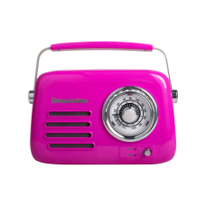 Кухонне радіо Vintage Cuisine у ретро стилі з металевою ручкою з Bluetooth та акумулятором Фуксія (глянець)