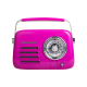 Кухонне радіо Vintage Cuisine у ретро стилі з металевою ручкою з Bluetooth та акумулятором Фуксія (глянець)