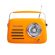 Кухонне радіо Vintage Cuisine у ретро стилі з металевою ручкою з Bluetooth та акумулятором Помаранчеве (глянець)