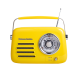 Кухонне радіо Vintage Cuisine у ретро стилі з металевою ручкою з Bluetooth та акумулятором Жовте (глянець)