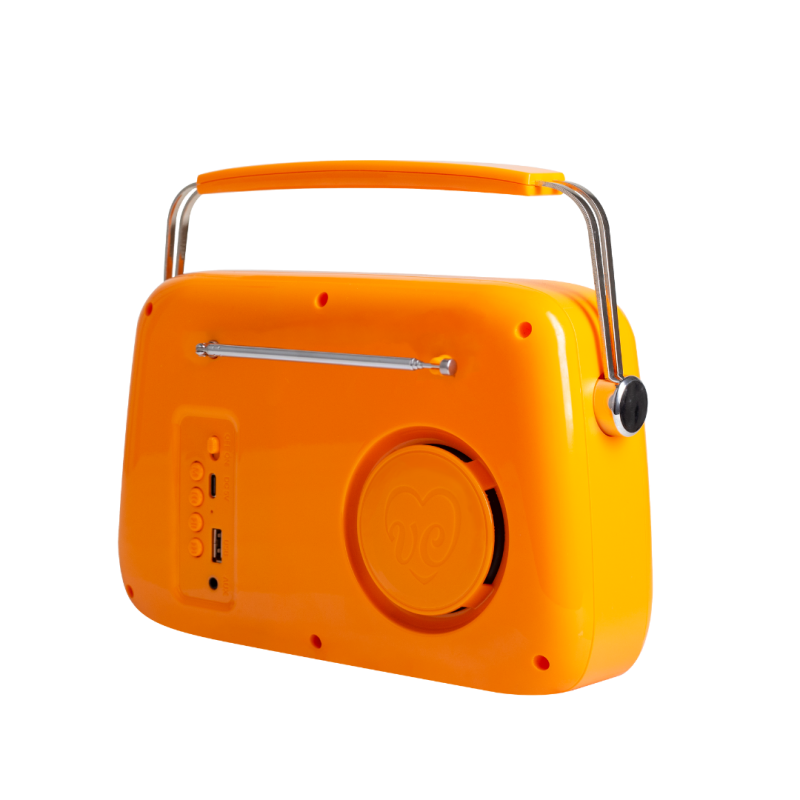 Кухонне радіо Vintage Cuisine у ретро стилі з металевою ручкою з Bluetooth та акумулятором Помаранчеве (глянець)