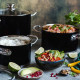 Набір каструль Vintage Cuisine в Ретро стилі з кришками 6 предметів Чорний