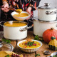 Набір каструль Vintage Cuisine в Ретро стилі з кришками 6 предметів Кремовий