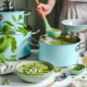 Набір каструль Vintage Cuisine в Ретро стилі з кришками 6 предметів М'ятний