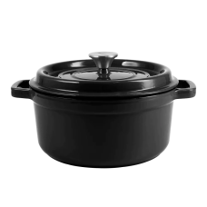 Ретро каструля Vintage Cuisine Чавунна з кришкою 4.3 л Чорна