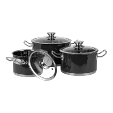 Набір каструль Vintage Cuisine в Ретро стилі з кришками 6 предметів Чорний
