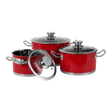 Набір каструль Vintage Cuisine в Ретро стилі з кришками 6 предметів Червоний