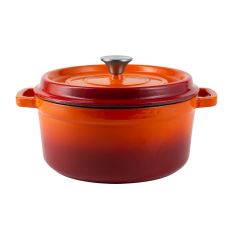 Ретро каструля Vintage Cuisine Чавунна з кришкою 2.2 л Помаранчеивий градієнт