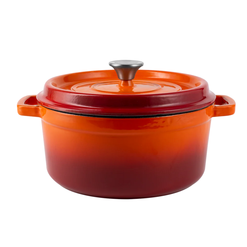 Ретро каструля Vintage Cuisine Чавунна з кришкою 2.2 л Помаранчеивий градієнт