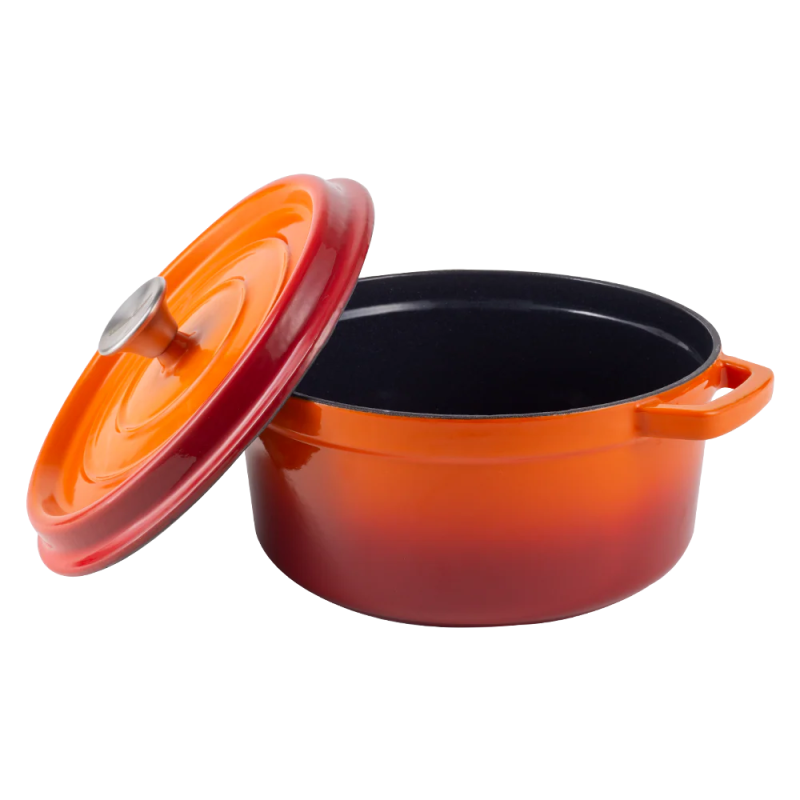 Ретро каструля Vintage Cuisine Чавунна з кришкою 2.2 л Помаранчеивий градієнт