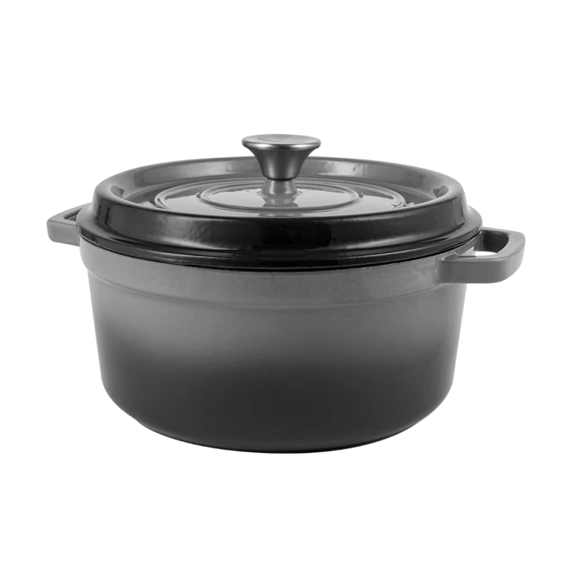 Ретро каструля Vintage Cuisine Чавунна з кришкою 4.3 л Сірий градієнт