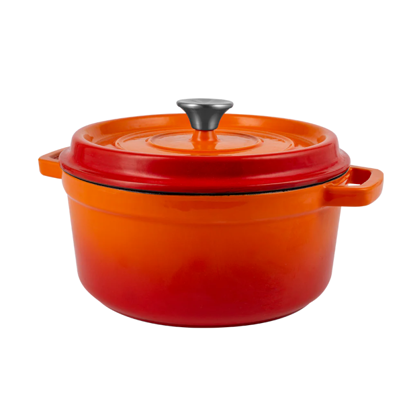 Ретро каструля Vintage Cuisine Чавунна з кришкою 2.2 л Помаранчеивий градієнт