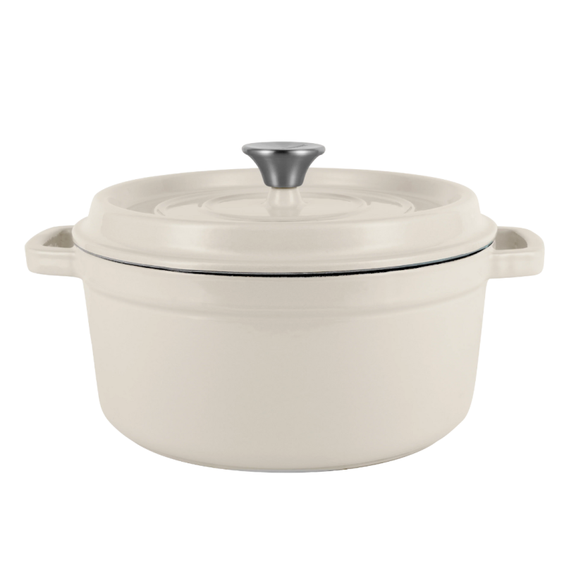 Ретро каструля Vintage Cuisine Чавунна з кришкою 4.3 л Кремова