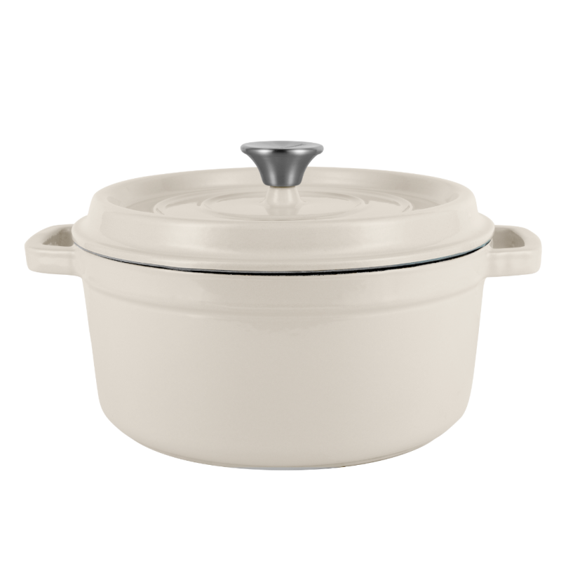 Ретро каструля Vintage Cuisine Чавунна з кришкою 2.2 л Кремова
