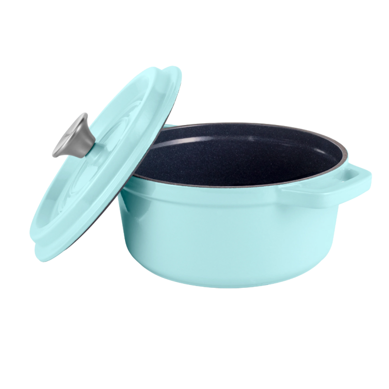 Ретро каструля Vintage Cuisine Чавунна з кришкою 4.3 л М'ятна