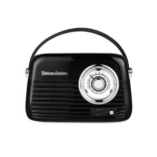 Кухонне радіо Vintage Cuisine у ретро стилі зі шкіряним ремінцем з Bluetooth та акумулятором Чорне